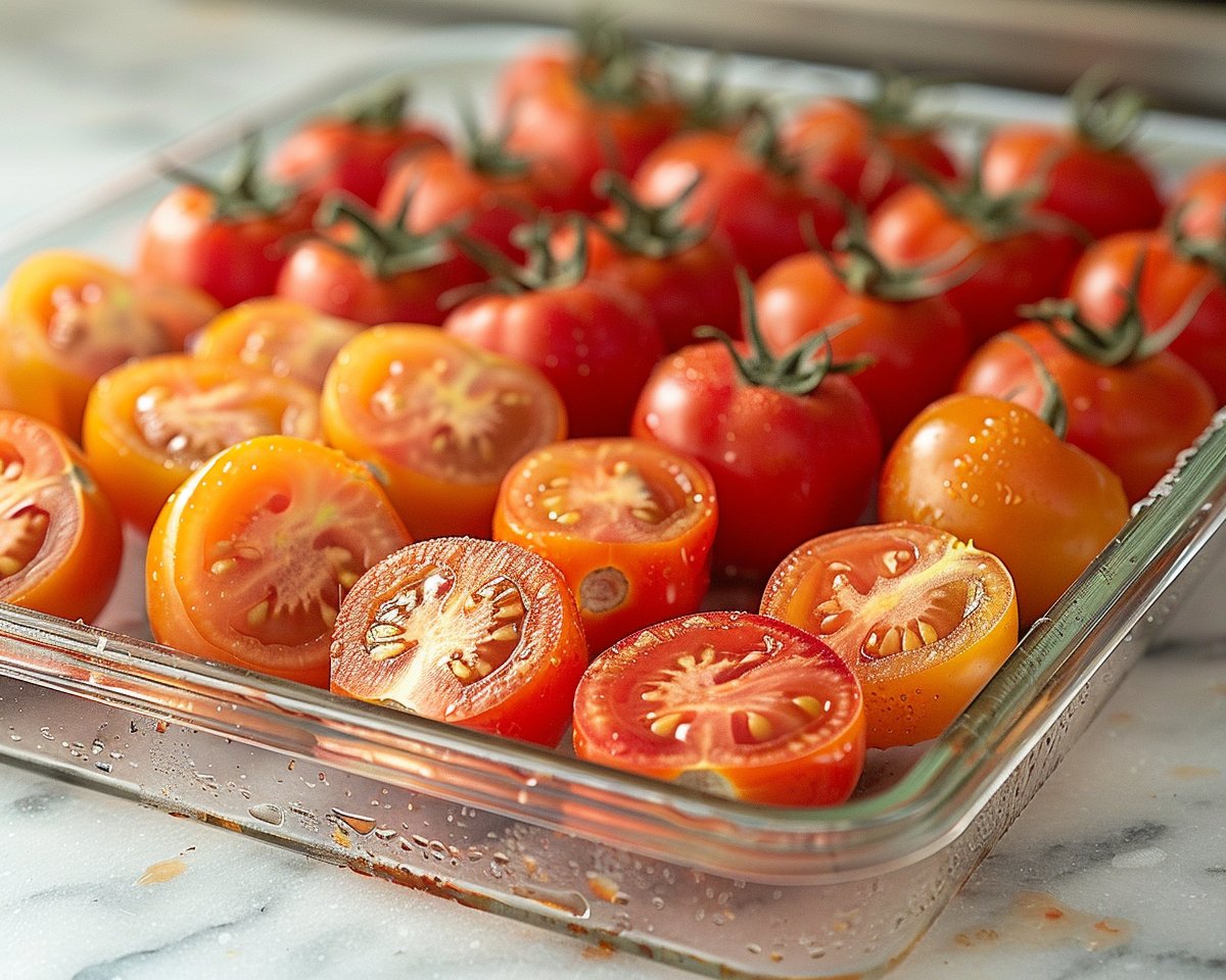 Tomates olivettes de saison prêtes à être congelées