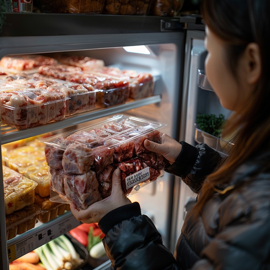 Viande conservée au congélateur